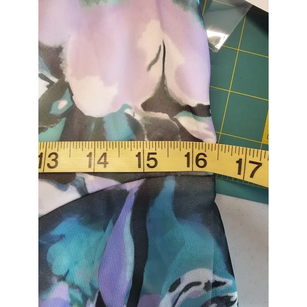 NWT Tadashi Shoji ARLENE CUTOUT HALTER FLORAL MIDI DRESS BUI22121MD Iris Size 12 - Picture 14 of 16
